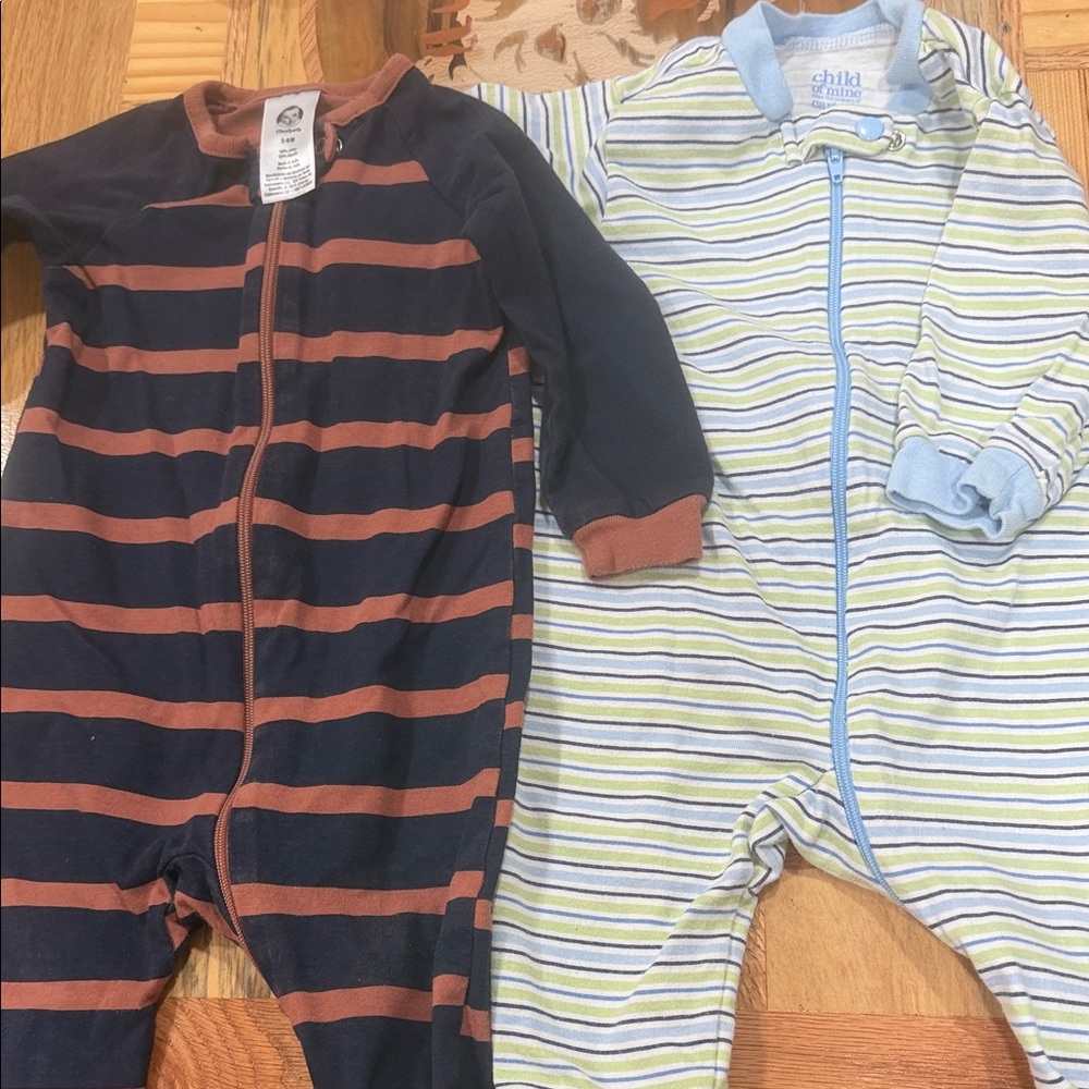 Gerber Navy and Brown Striped Footies Set